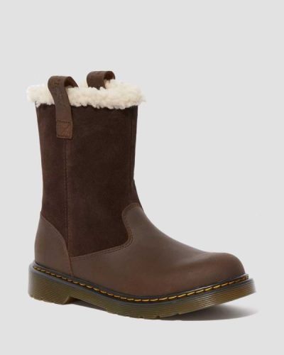 Botas Dr Martens Youth Juney Suede Faux Fur Lined Para Niños DR3443W